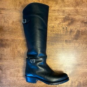 FRYE BLACK KNEE HIGH LUG RIDING BOOTS W/ RABBIT LINING🖤 SIZE 6